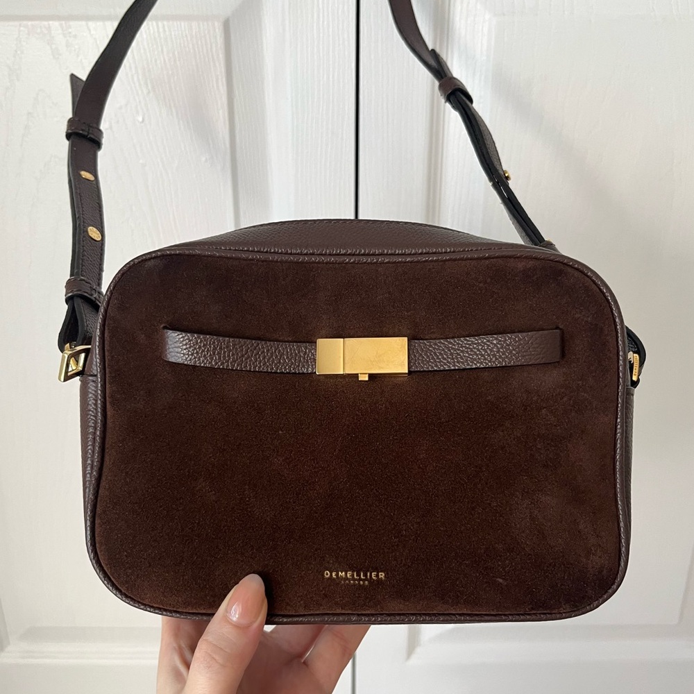 DeMellier - Auth “The New York” Crossbody Handbag (FW23) Mocha Suede & Leather